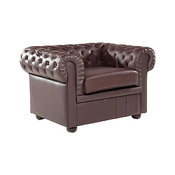 Beliani Fauteuil CHESTERFIELD Cuir Marron 