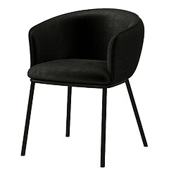 Moloo ALVIN - Fauteuil de table en tissu chenillé Noir et métal noir