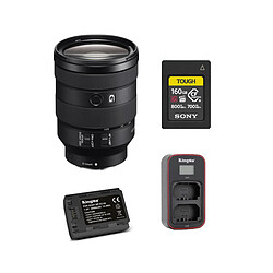 SONY FE 24-105 mm F4 G OSS Objectif + Sony CFexpress Type A TOUGH 160 Go carte mémoire + Kingma 2000 mAh batterie(Sony NP-FZ100) + Kingma chargeur double USB LCD(Sony NP-FZ100)