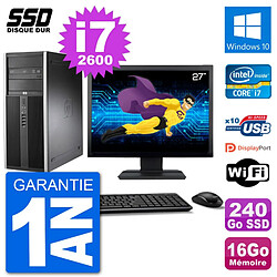 PC Tour HP 8200 Ecran 27" Intel Core i7-2600 RAM 16Go SSD 240Go Windows 10 Wifi