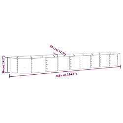 vidaXL Lit surélevé de jardin Acier enduit de poudre 368x80x36 cm gris pas cher