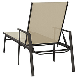 Acheter Helloshop26 Transat chaise longue bain de soleil lit de jardin terrasse meuble d'extérieur acier et tissu textilène crème 02_0012248