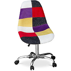 Avis ICONIK INTERIOR Chaise de Bureau à roulettes - Chaise de Bureau - Tapissée en Patchwork - Tessa Multicolore