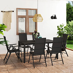 Salle à manger de jardin 7 pcs,Table et chaise à dîner Noir -MN82811