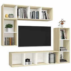 Avis Maison Chic Ensemble Meubles TV 4 pcs pour salon Blanc/chêne sonoma Bois d'ingénierie -MN61210