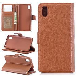 Wewoo Housse Coque Pour Huawei Y5 2019 Lychee Texture en cuir à rabat horizontal avec support et fentes cartes et portefeuille et cadre photo marron