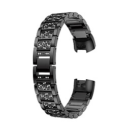 Wewoo Bracelet pour montre connectée en acier inoxydable serti de diamants Fitbit Charge 3 noir