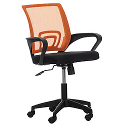 Decoshop26 Chaise de bureau sur roulettes avec accoudoirs hauteur réglable en microfibre orange 10_0002360