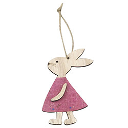 Décoration De Fête En Forme De Lapin En Bois Ornement Suspendu De Pâques Rose