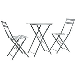 Maison Chic Mobilier de bistro et chaises de jardin 3 pcs Acier Gris -GKD460382