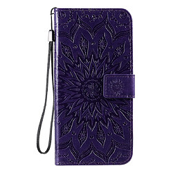 Wewoo Housse Coque Pour Galaxy A71 Sun Print de protection à rabat horizontal avec support et fentes cartes et portefeuille violet