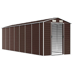 Helloshop26 Abri de jardin cabane cabanon maison de stockage remise extérieur hangar outils robuste 191 x 640 x 198 cm acier galvanisé marron 02_0022274