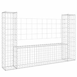 vidaXL Panier de gabion en forme de U avec 2 poteaux Fer 140x20x100 cm