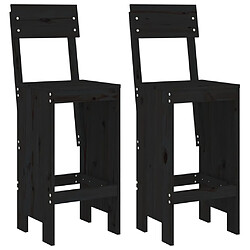 vidaXL Tabourets de bar lot de 2 noir 40x48,5x115,5 cm bois massif pin