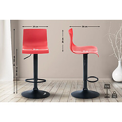 Avis Decoshop26 Tabouret de bar avec repose-pieds pivotant dossier incurvé en plastique rouge et métal noir 10_0004935