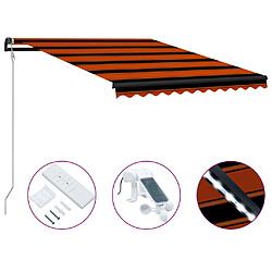 Maison Chic Store banne | Auvent rétractable de porte | Marquise Brise-soleil capteur de vent LED 300x250 cm Orange marron -GKD20349