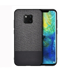 Wewoo Housse Coque de protection antichoc PU épissage + tissu pour Huawei Mate 20 Pro Noir