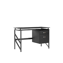 Acheter Beliani Bureau plateau en verre noir 117 x 57 cm MORITON