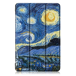 Etui en PU motif imprimé tri-pliure avec support nuit étoilée pour votre Samsung Galaxy Tab S5e SM-T720/SM-T725