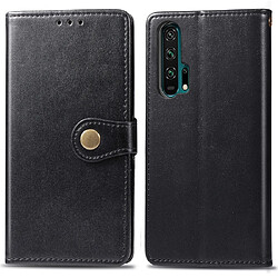 Wewoo Housse Coque Étui en cuir de protection pour téléphone portable avec boucle de couleur unie rétro lanière et cadre photo et fente carte et portefeuille et fonction de support Huawei Honor 20 Pro noir