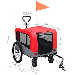 vidaXL Remorque de vélo pour chiens et poussette 2-en-1 rouge et gris pas cher