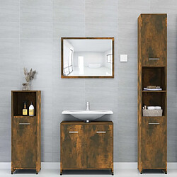 Avis Maison Chic Armoire de bain,Meuble de rangement de salle de bain,Meuble haut Chêne fumé 30x30x95 cm Bois d'ingénierie -GKD314889