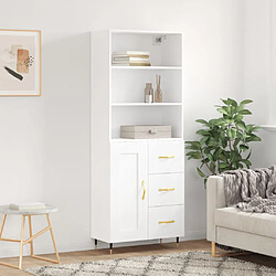 vidaXL Buffet haut Blanc 69,5x34x180 cm Bois d'ingénierie