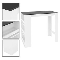 Avis Table de bar avec étagcre r 3 niveaux 117x106x57 cm Blanc/Anthracite en bois ML-Design