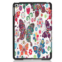 Etui en PU support triple motif imprimé papillons et fleurs pour votre Apple iPad mini (2019)