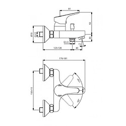 Porcher Mitigeur bain/douche mural avec raccords S Ulysse