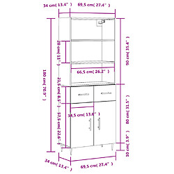 vidaXL Buffet haut Blanc 69,5x34x180 cm Bois d'ingénierie pas cher