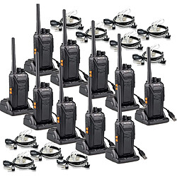 Retevis 10 talkie walkie professionnel 16 Canaux avec Oreillette et base de chargement noir