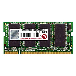 512Mo RAM PC Portable SODIMM Transcend TS64MSD64V3M DDR1 PC-2700 2Rx16 333MHz - Occasion