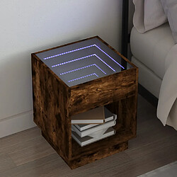 vidaXL Table de chevet avec LED infini chêne fumé 40x40x50 cm