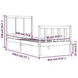 vidaXL Cadre de lit sans matelas noir bois de pin massif pas cher