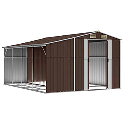 Helloshop26 Abri de jardin cabane cabanon maison de stockage remise extérieur hangar outils robuste 277 x 365,5 x 179 cm acier galvanisé marron 02_0022285