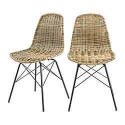 Rendez Vous Deco Chaise Tiptur en résine tressée naturelle (lot de 2)