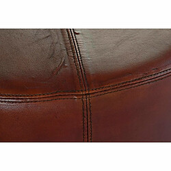 Repose-pied DKD Home Decor Noir Métal Marron Cuir (55 x 55 x 37 cm)