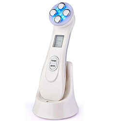 Chrono Dispositif de Beauté Ultrasonique,6 Modes de Soins pour la peau avec LED Lumière,Appareils de Nettoyage Anti Rides Anti-âge Acné Serrage Rajeunissement Démaquillant avec USB Rechargeable,Blanc