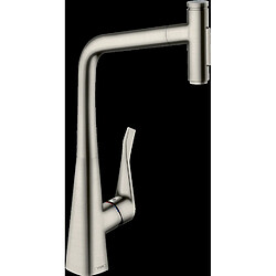 Mitigeur de cuisine HANSGROHE Metris Select M71 , avec douchette extractible 2 jets aspect acier inox - 73820800