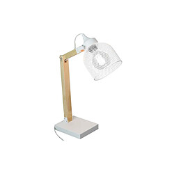 Home Deco Light Lampe de bureau style industriel métal et bois blanc.