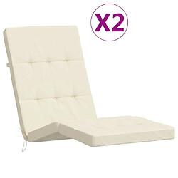 vidaXL Coussins de chaise longue lot de 2 crème tissu oxford