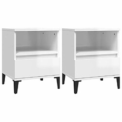 Maison Chic Lot de 2 Tables de chevet,Table de nuit,Table d'appoint pour salon Blanc brillant 40x35x50 cm -MN49659