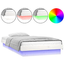 Avis vidaXL Cadre de lit à LED sans matelas blanc 90x200 cm bois massif