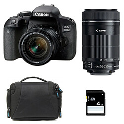 PACK CANON EOS 800D + 18-55 IS STM + 55-250 IS STM + Sac + SD 4Go