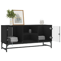 Avis vidaXL Meuble TV avec portes en verre noir 102x37x50 cm