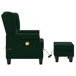 Avis vidaXL Fauteuil de massage avec repose-pied vert foncé tissu