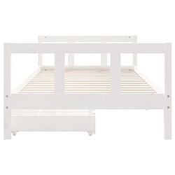 Maison Chic Lit d'Enfant Chambre - Cadre de lit pour enfant tiroirs blanc 90x200 cm bois de pin massif -MN24184 pas cher