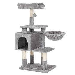 Helloshop26 Arbre à chat multi-niveaux hauteur 110 cm niche gris clair 12_0001163