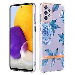 Coque en TPU antichoc, motif floral, galvanoplastie IMD IML HC003 pivoine bleue pour votre Samsung Galaxy A73 5G